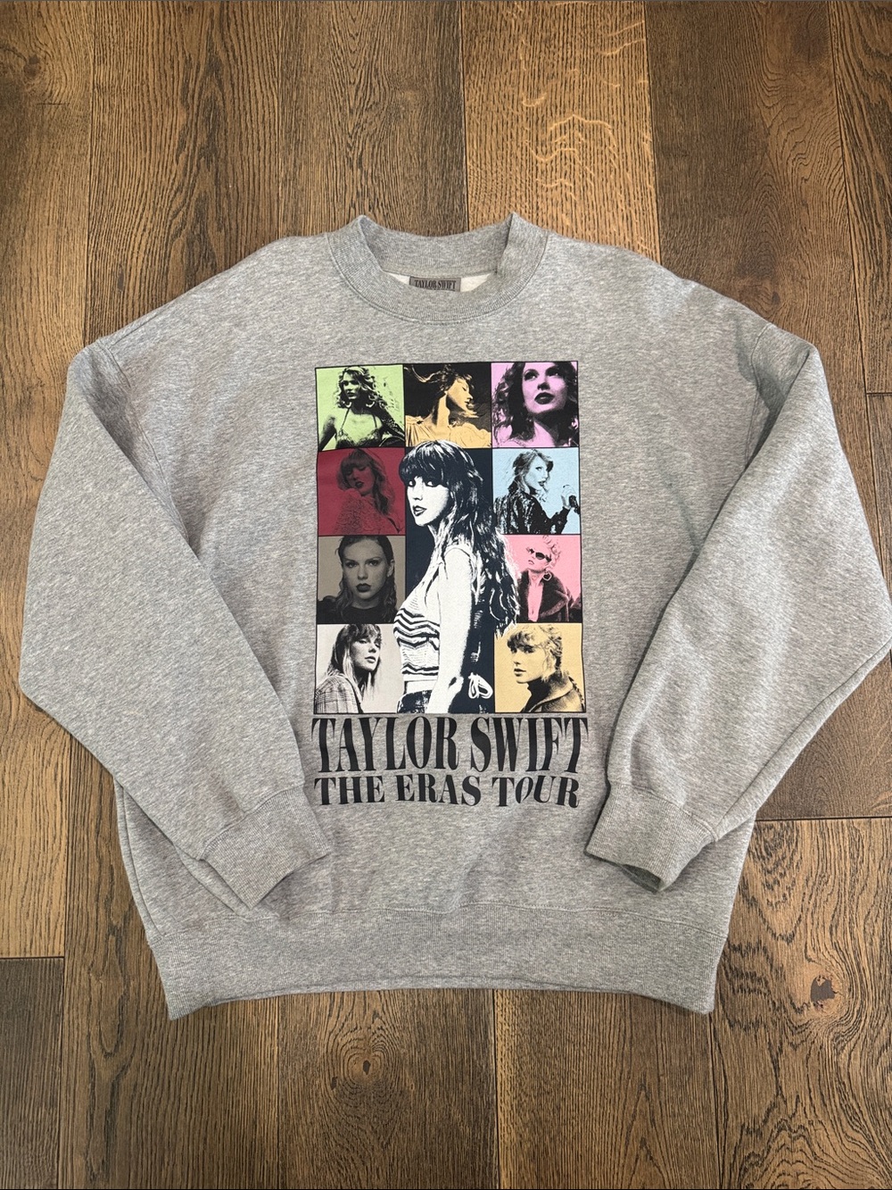 Taylor Swift Gray Multicolor Eras Tour Graphic Crewneck Sweatshirt Size Medium